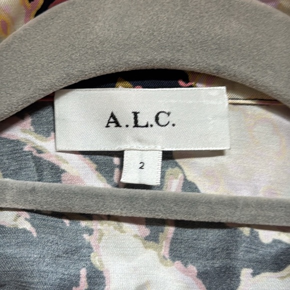 A.L.C. Emery Maritime Midi Dress Navy Multi Floral Asymmetric Belted Romantic 2 - Picture 9 of 16